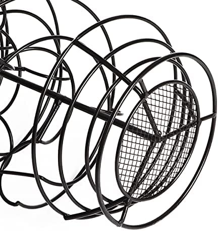 QUTREY Black Metal Egg Skelter with Storage Basket, Spiral Design Egg Holder for Large Egg for Countertop, Kitchen