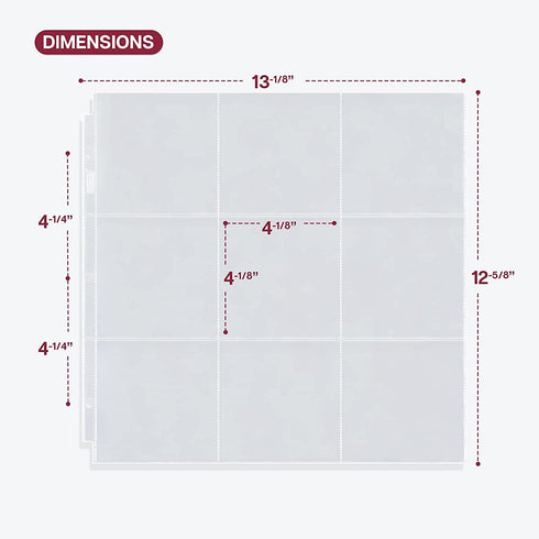 Dunwell 4x4 Photo Album Refills- (50 Pack) Standard 3 Ring Album 12 x 12 Photo Sleeve Protectors, Holds 900 4 x 4 Square Picture, Instagram Prints, Durable Super Heavyweight Poly, Archival Quality
