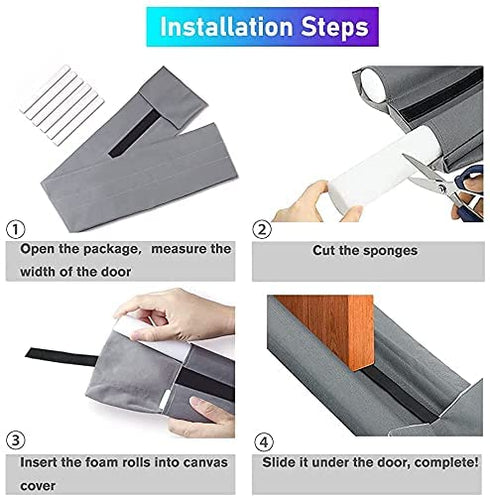 Twin Door Draft Stopper36 in Under Door Draft Stopper Bottom Seal Weather Stripping Window Breeze Blocker Sound Blocker Adjustable Door SweepsDouble Sided-Removable and WashableCheck Gray