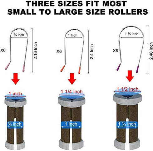 Hot Curler Clips Replacement Hot Roller Clips Rollers Securing Pins Fits ¾ inch, 1”, 1¼ inch Hot Rollers Curlers (Small,Medium,Large ,20PCS)