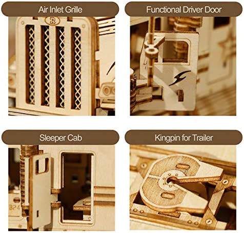 ROKR 3D Wooden Puzzle for Adults-Mechanical Car Model Kits-Brain Teaser Puzzles-Vehicle Building Kits-Unique Gift for Kids on Birthday/Christmas Day(1:40 Scale)(MC502-Heavy Truck)