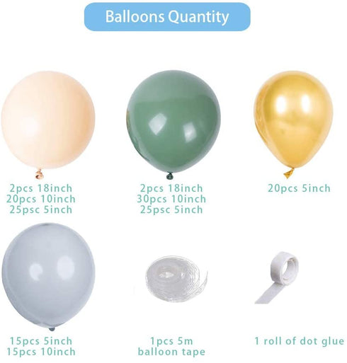 Sage Green Balloon Garland Arch Kit - 154pcs Avocado Green Balloon with Blush Balloons Gold Balloons and Macaron Gray Balloons for Wedding Birthday Party Baby Shower Party Background Decoration