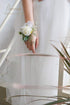 Floroom Ivory Rose Wrist Corsage Wristlet Band Bracelet and Men Boutonniere Set for White Wedding Flowers Accessories Prom Suit Decorations