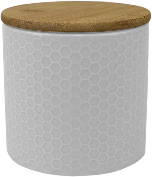 Home Basics Ceramic Canister (Small, White Honeycomb)