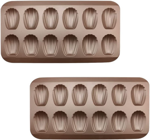 2 Pack Madeleine Pan, CGGYYZ 12 Cavity Heavy Duty Shell Shape Baking Mold Nonstick Cookie/Cake/Scone Pan Whoopie Pie Pan for Oven Baking