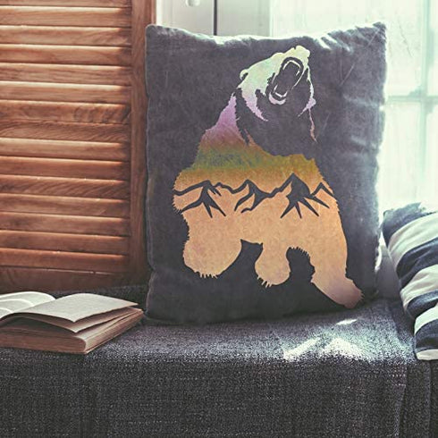 9 Pieces Forest Bear Claw Stencil Kit Winter Porch Stencil Animal Reusable Mylar Template Stencils with Metal Open Ring for Painting on Wood Wall Home Decor