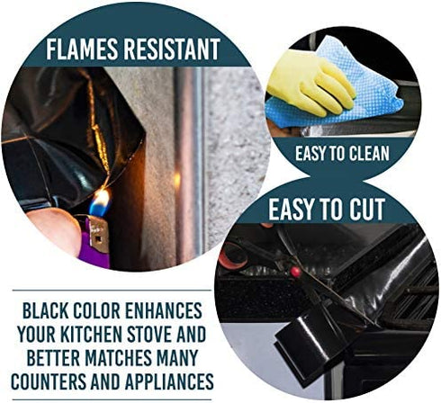 Kitchen Stove Counter Gap Cover,Seals Between Counter Range,Burner,Washer,Dryer,Extra Wide & Long,Heat Resistant,Waterproof Tape Set of 2 (1.5"X78", Black)