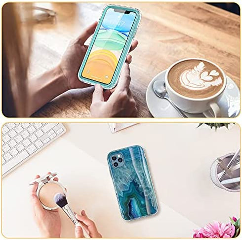 ESDOT iPhone 12 Pro Max Case with Built-in Screen Protector,Military Grade Cover with Fashionable Designs for Women Girls,Protective Phone Case for Apple iPhone 12 Pro Max 6.7" Agate Stone