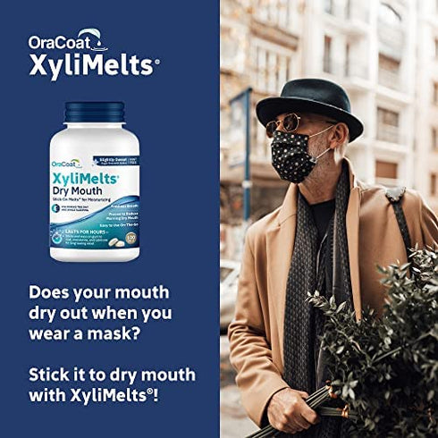 OraCoat XyliMelts Dry Mouth Relief Oral Adhering Discs, Slightly Sweet with Xylitol, For Dry Mouth, Stimulates Saliva, Non-Acidic, Day and Night Use, Time Release for up to 8 Hours, 100 Count