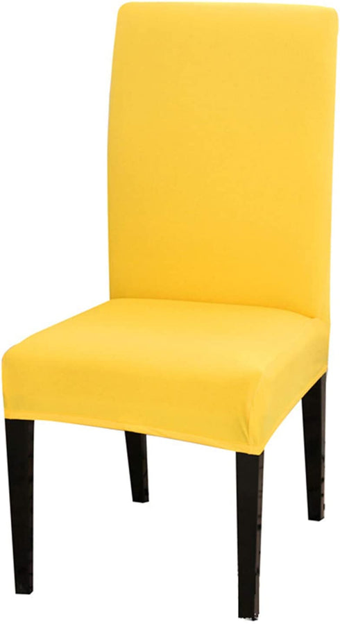 4 Pack Dining Chair Covers, Stretch Spandex Removable Washable Protector Chair Slipcovers for Dining Room Kitchen Hotel ( Yellow )