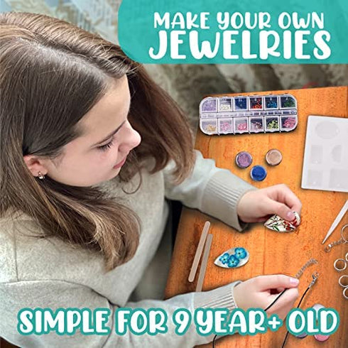 Goody King Resin Jewelry Making Starter Kit - Resin Kits for Beginners with Molds and Resin Jewelry Making Supplies - Silicone Casting Mold, Tools Set Clear Epoxy Resin for DIY Jewelry