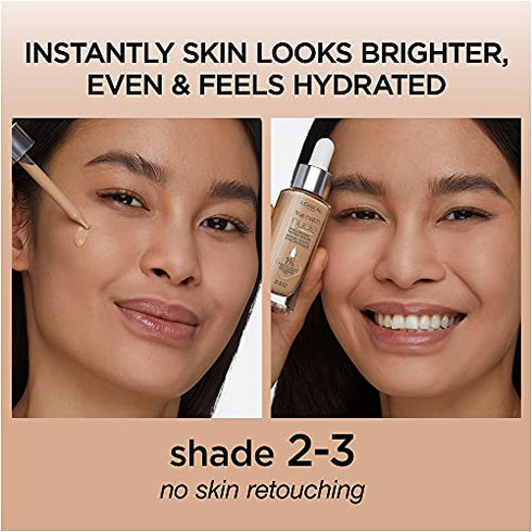 L'Oreal Paris True Match Nude Hyaluronic Tinted Serum Foundation with 1% Hyaluronic acid, Light 2-3, 1 fl. oz.