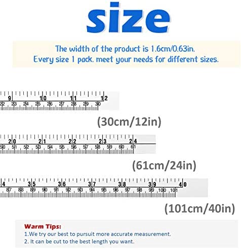 Self-Adhesive Measuring Tape Workbench Ruler Adhesive Backed Double Scale Stick Tape Measure for Work Woodworking, Saw, Drafting Table (3 Pieces,40 Inch, 24 Inch, 12 Inch)