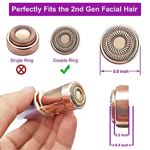 Upgrade Generation 2 Facial Hair Remover Replacement Heads, Perfect for Finishing Touch Flawless Gen 2 Hair Remover As Seen On TV, 18K Gold-Plated Rose Gold, 2 Count