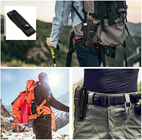 PALUMMA Nylon Flashlight Pouch Holster with Carabiner, Flexible Adjustment Flashlight Belt Holder for Most Brands Size Up to 7 inches