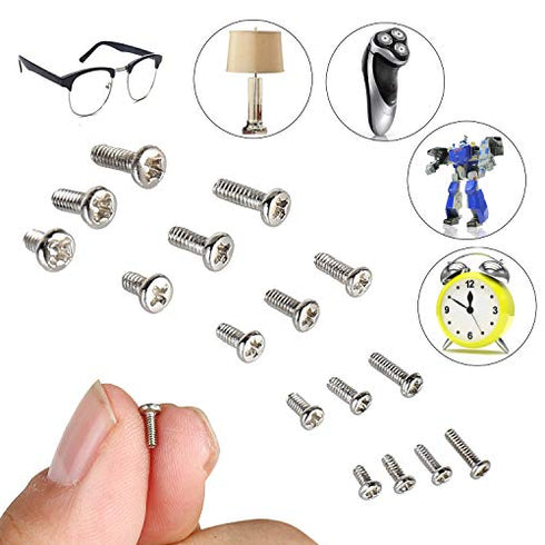 HanTof 800pcs M1/M1.2/M1.4/M1.6/M1.7 Tiny Screws for Electronics, Very Small Phillips Pan Head Machine Screws, Micro screws, Mini Screws Assortment Kit for Electronic Repair,Nickel-Plated Carbon Steel