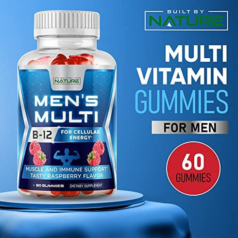 Multivitamin Gummies for Men Extra Strength Immune Support - Natural Complete Daily Gummy Vitamin Supplement - Vegetarian Multi with Vitamins A, C, E, B6, B12, 60 Gummies