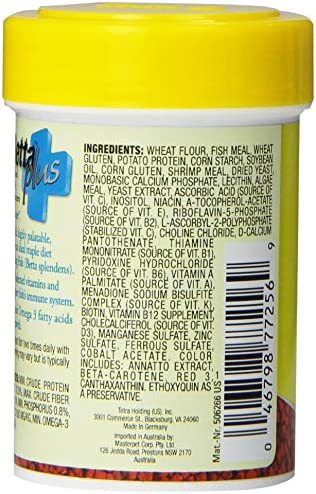 TetraBetta PLUS Floating Mini Pellets, Fish Food With Natural Color Enhancer