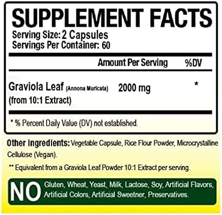 Biotech Nutritions Graviola Extract- 2000 mg Vegetable Capsules, 120 Count