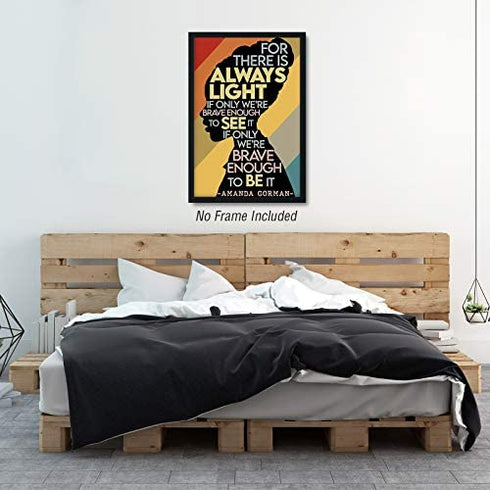 Amanda Gorman Poster Canvas Prints, Poem Amanda Gorman Wall Art The Hill We Climb Poem Poster Inaugural Poem Poster There Is Always Light Art Black History Month Wall Art Decor 16x24 Inch Unframed