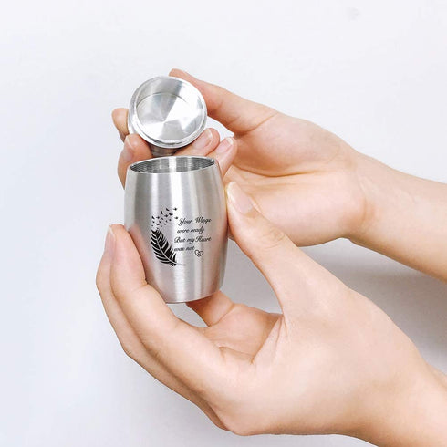 3 Inches Small Keepsake Urn for Human Ashes Aluminum Mini Cremation Urns Memorial Ashes Urn Miniature Burial Funeral Urns for Sharing Ashes Mini Keepsake Urn-Your Wings were ready But my Heart was not