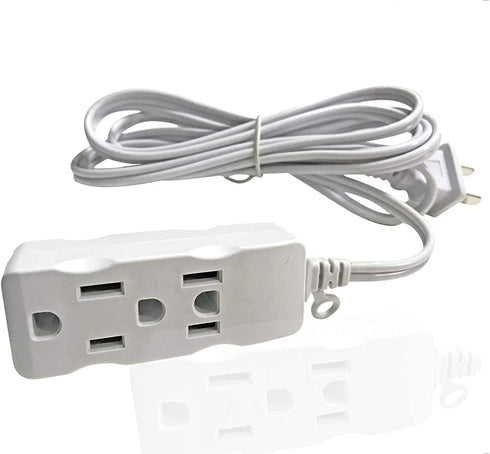 Multi Plug Outlet Extender Box,3-Outlet Surge Protector Power Strip with 3rd Grounding Pin, Input :2 Flat pins,Output:3X3pins( 3rd Grounding Pin),3FT,6Ft,9Ft,15Ft Long Extension Cord, White (1.8m/6Ft)