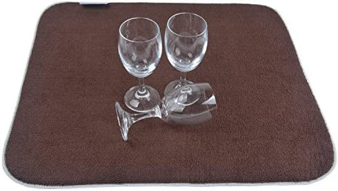 SINLAND Microfiber Dish Drying Mat Super Absorbent Dish Drying Rack Pads Kitchen Counter Mat 18Inch X 24Inch Brown