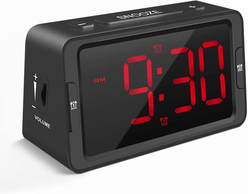 Digital Alarm Clock, LED Electronic Clocks with White&Red Colors Switching Alarm Clock for Heavy Sleepers Adults with 30-100dB Adjustable Volume and 0-100% Brightness ,USB Charger