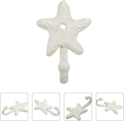 TOPBATHY 3pcs Wall Hooks Sea Star Shape Wall Mounted Decorative Hooks Coat Clothes Hooks Key Hat Hooks Towel Robe Hooks Wall Hangers Nautical Beach Coastal Wall Decorations Ornaments