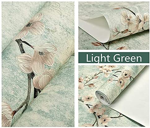 MULLSAN Vintage Rose Paper Peel and Stick Shelf Liner Drawer Locker Sticker Beige 20.8 Inch by 79Inch (Green)
