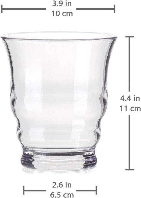 Cupture Riviera Tumblers Unbreakable Drinking Glasses, BPA-Free Material, 12 oz, 4 Pack (Clear)
