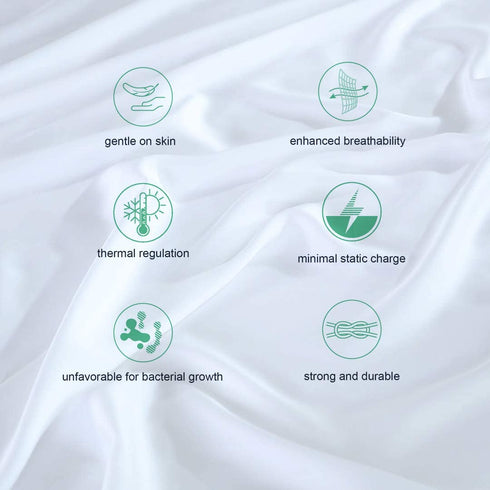 Brielle Home Tencel Lyocell Sateen Pillowcase Set 300 Thread Count Easy Care Luxury Feel Pillow Case Set, White, Standard