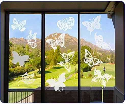 36 Pieces Butterfly Anti-Collision Window Clings, Transparen Alert Stickers Window Decals to Prevent People and Bird Strikes on Window Glass
