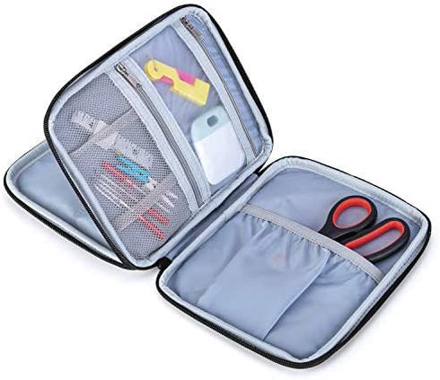 Luxja Carrying Bag Compatible with Cricut Pen Set and Basic Tool Set, Double-Layer Organizer Compatible with Cricut Accessories (Bag Only), Gray Dots