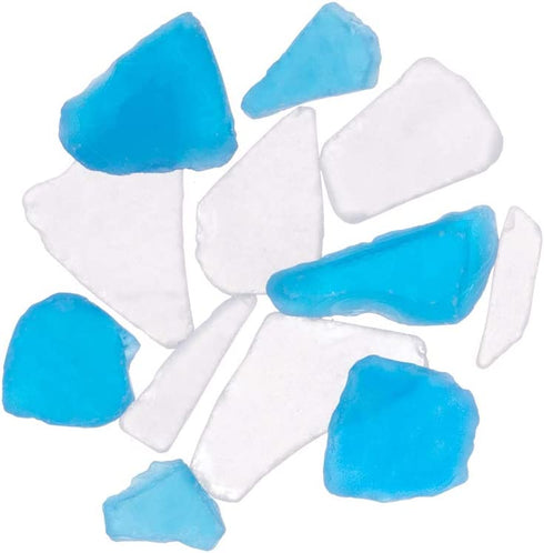 Nautical Assortment 25 Pieces | White Finger Starfish | Sea Biscuit | Aqua Blue Sea Glass | Clear Sea Glass | Pearlized Turbo Shells | Shells for Crafts | Plus Free Nautical Ebook by Joseph Rains