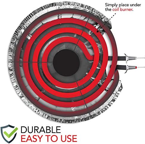 Round Electric Stove Burner Covers (50 Pack) 6 Inch and 8 Inch Disposable Stove Top Aluminum Foil Bib Liners, to Keep Kitchen Range Clean from Oil and Food Drips, Stock Your Home