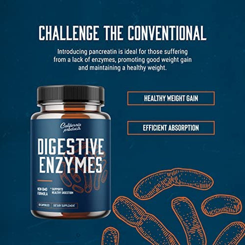 Pure Digestive Enzyme Capsules with Lipase Amylase Protease - Aids Digestive System Natural Immune System Booster - Breaks Down Carbohydrates Reduce Bloating Gas Digestive Enzymes Pills