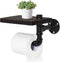 NEX Industrial Toilet Paper Holder, Wall Mounted Toilet Roll Tissue Holder Stand with Wooden Shelf for Bathroom, Espresso