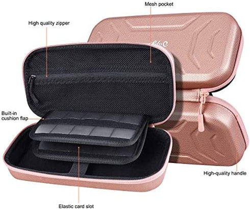 Supgear Carry Case Compatible with Nintendo Switch, Protective Hard Portable Travel Carry Case Shell Pouch for Nintendo Switch Console & Accessories with 20 Game Cartridges (Rose Gold)