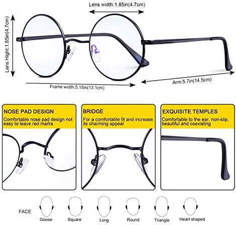 Brigtlaiff Round Blue Light Blocking Glasses for Men Women, Computer Gaming TV Glasses Anti Eyestrain with Metal Frame