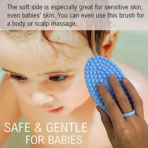 Avilana Exfoliating Silicone Body Scrubber Easy to Clean, Lathers Well, Long Lasting, And More Hygienic Than Traditional Loofah (Blue)