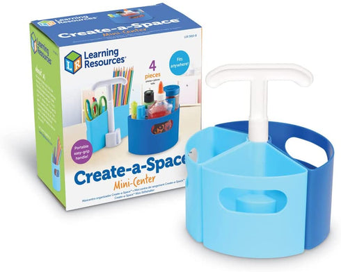 Learning Resources Create-a-Space Storage Mini Center - Blue, Classroom Craft Keeper, Maker Space, Small Space Storage, Teacher Organizer, Home School Accessories, 4 Piece Set