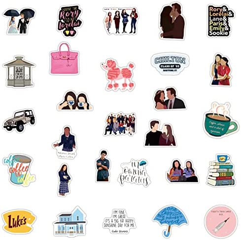 Gilmore Girls Stickers | 50 PCS | Vinyl Waterproof Stickers for Laptop,Skateboard,Water Bottles,Computer,Phone, Cute Anime Stickers