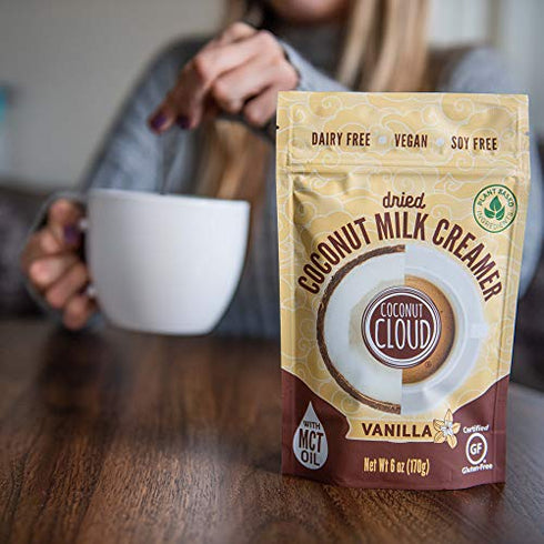 Coconut Cloud: Shelf Stable Vegan Coffee Creamer | Keto Friendly, Unsweetened Coconut Milk Powder | Low Sugar, Dairy Free, Non-GMO, Plant Based, Gluten & Soy Free, USA Made, Vanilla 6 oz