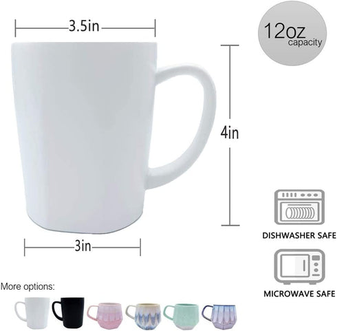 Homvare Porcelain Coffee Mug, Tea Cup, 4 Pack, 12 Ounces, White