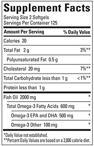 Nature Made Fish Oil 1000 mg, 250 Softgels Value Size, Omega 3 Supplement For Heart Health