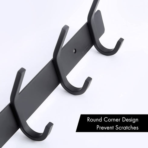 KES Wall Coat Hook Rack with 5 Robe Hooks Heavy Duty Towel Hanger Stainless Steel Matte Black, AH203H5-BK