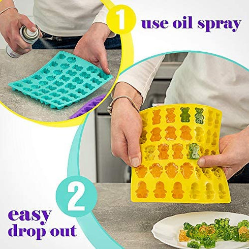 Large Gummy Bear Mold Bpa Free - Set of 3 - 5 Animals - 3 Droppers, Silicone Gummy Molds, Candy Mold