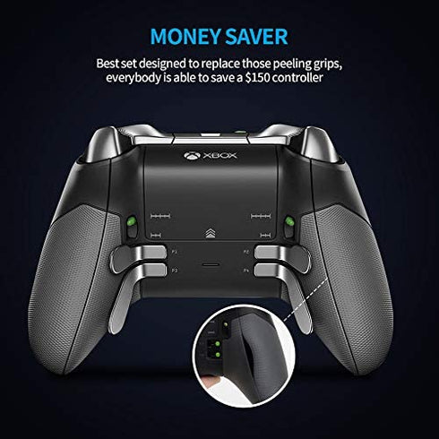 Elite Controller Replacement Grip Parts – Upgraded Rubberized Left Right Side Rails Rear Handle, Back Panels Faceplates Shell Repair Accessories Kits for Elite Controller (Model 1698)
