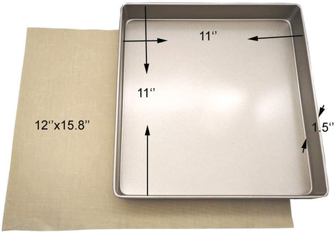 POKALI 11x11x1.5inch Carbon Steel Square Nonstick baking sheet cake pan,Angel Food Cake and Cheesecake Bakeware Pans,Square Bakeware Roasting Tray +1Reusable Baking Sheet Liners(11inch)